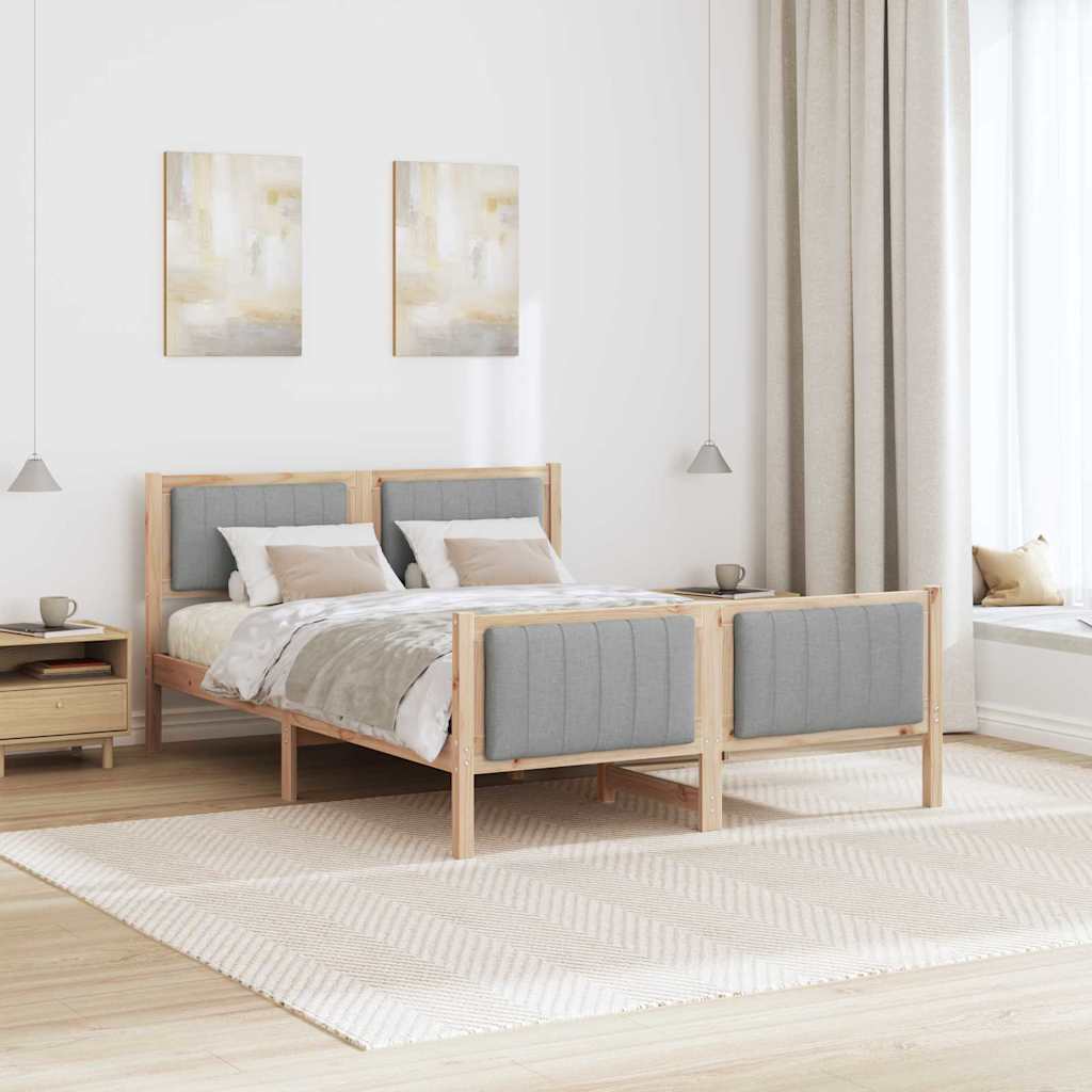 Bettgestell Braun und hellgrau 140 x 190 cm Massivholz Kiefer