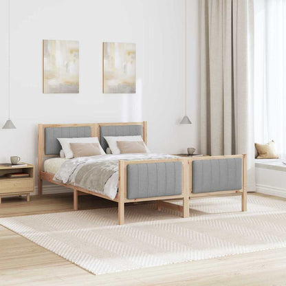 Bettgestell Braun und hellgrau 140 x 190 cm Massivholz Kiefer
