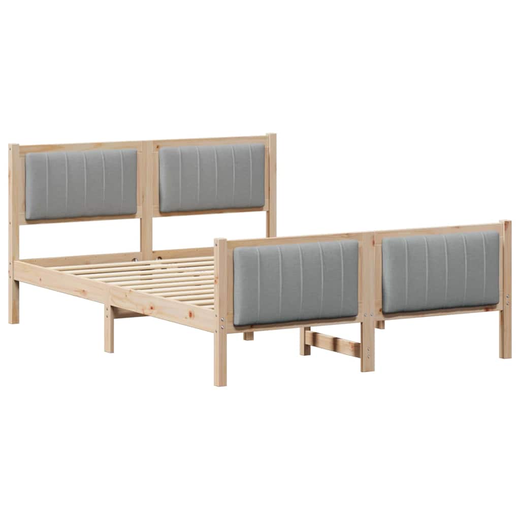 Bettgestell Braun und hellgrau 140 x 190 cm Massivholz Kiefer