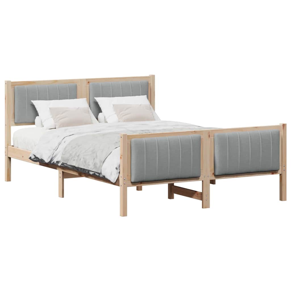 Bettgestell Braun und hellgrau 140 x 190 cm Massivholz Kiefer