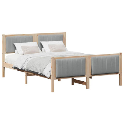 Bettgestell Braun und hellgrau 140 x 190 cm Massivholz Kiefer