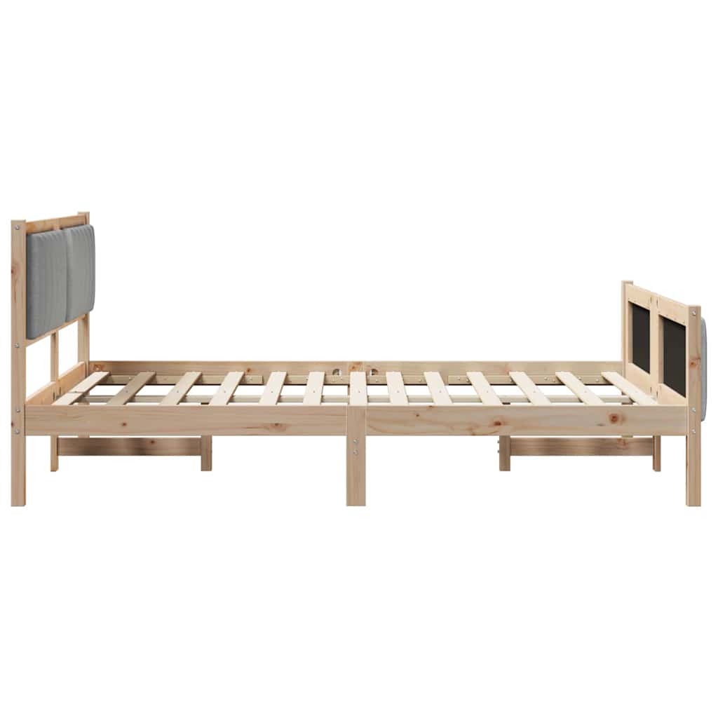 Bettgestell Braun und hellgrau 140 x 190 cm Massivholz Kiefer