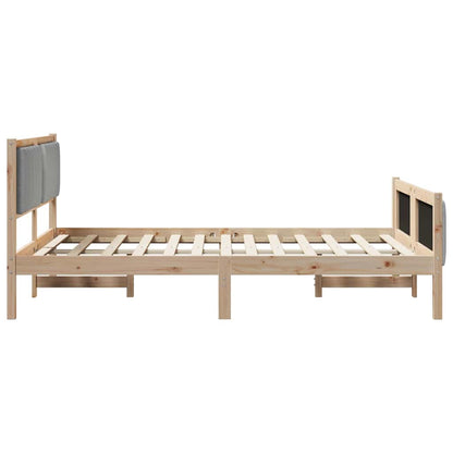 Bettgestell Braun und hellgrau 140 x 190 cm Massivholz Kiefer