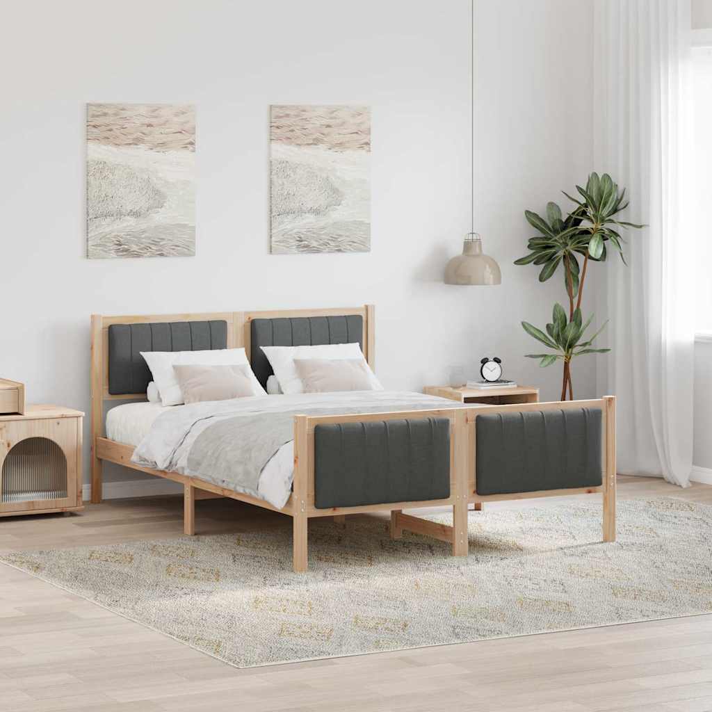 Bettgestell braun und dunkelgrau 140 x 190 cm Massivholz Kiefer