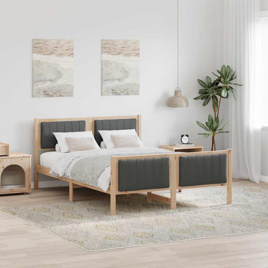 Bettgestell braun und dunkelgrau 140 x 190 cm Massivholz Kiefer