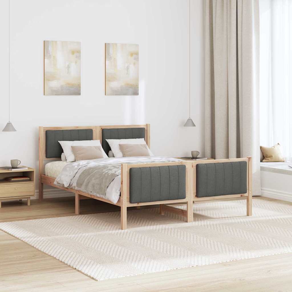 Bettgestell braun und dunkelgrau 140 x 190 cm Massivholz Kiefer