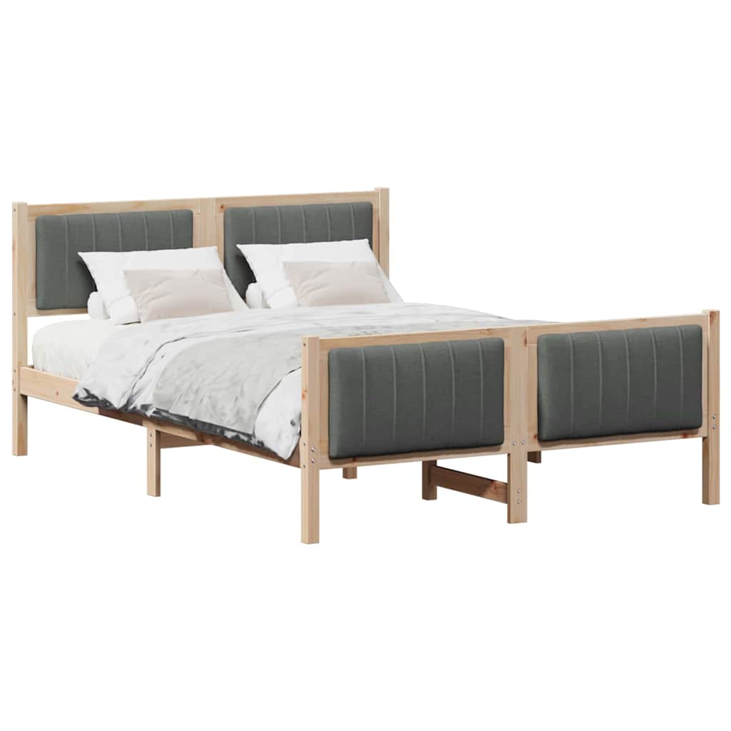 Bettgestell braun und dunkelgrau 140 x 190 cm Massivholz Kiefer