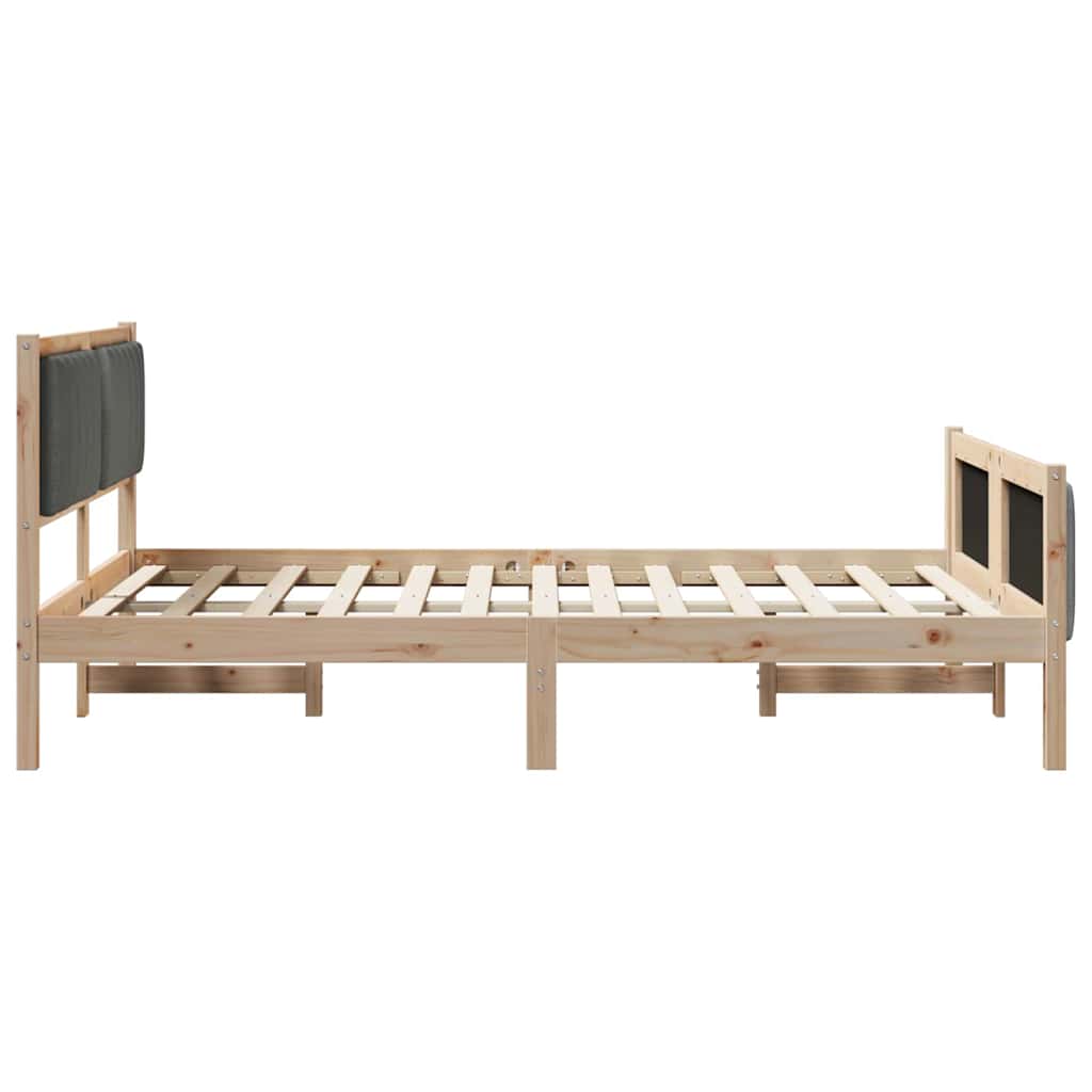 Bettgestell braun und dunkelgrau 140 x 190 cm Massivholz Kiefer