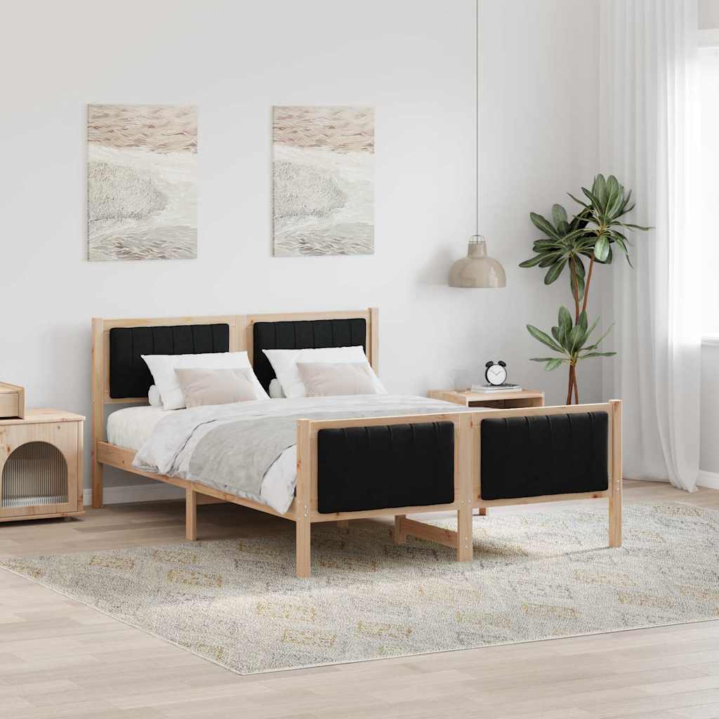 Bettgestell Braun und Schwarz 140 x 190 cm Massivholz Kiefer