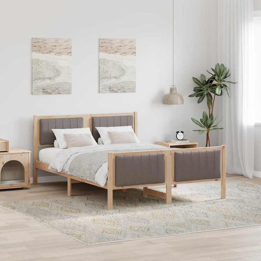 Bettgestell Braun und Taupe 140 x 190 cm Massivholz Kiefer