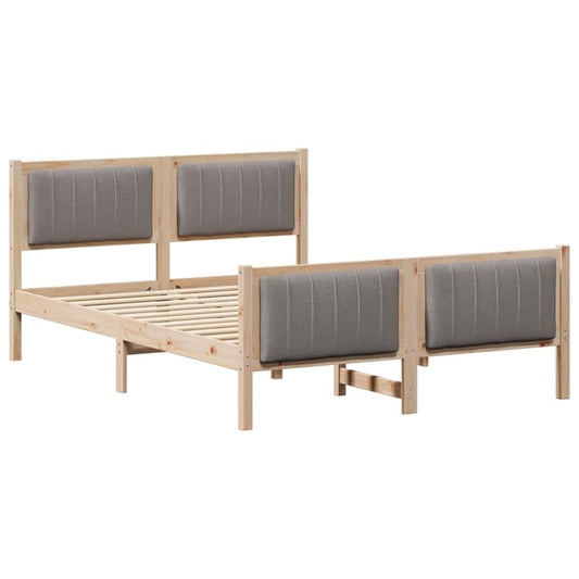Bettgestell Braun und Taupe 140 x 190 cm Massivholz Kiefer