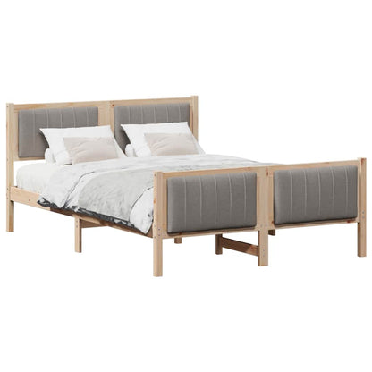 Bettgestell Braun und Taupe 140 x 190 cm Massivholz Kiefer