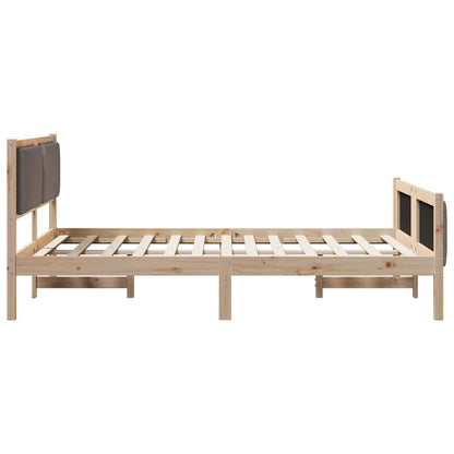Bettgestell Braun und Taupe 140 x 190 cm Massivholz Kiefer
