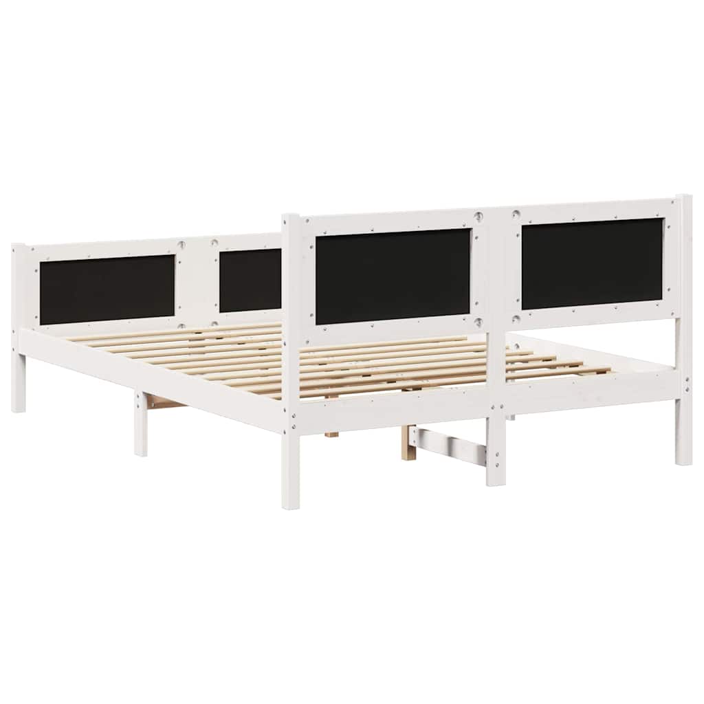 Bettgestell Weiß und hellgrau 140 x 190 cm Massivholz Kiefer