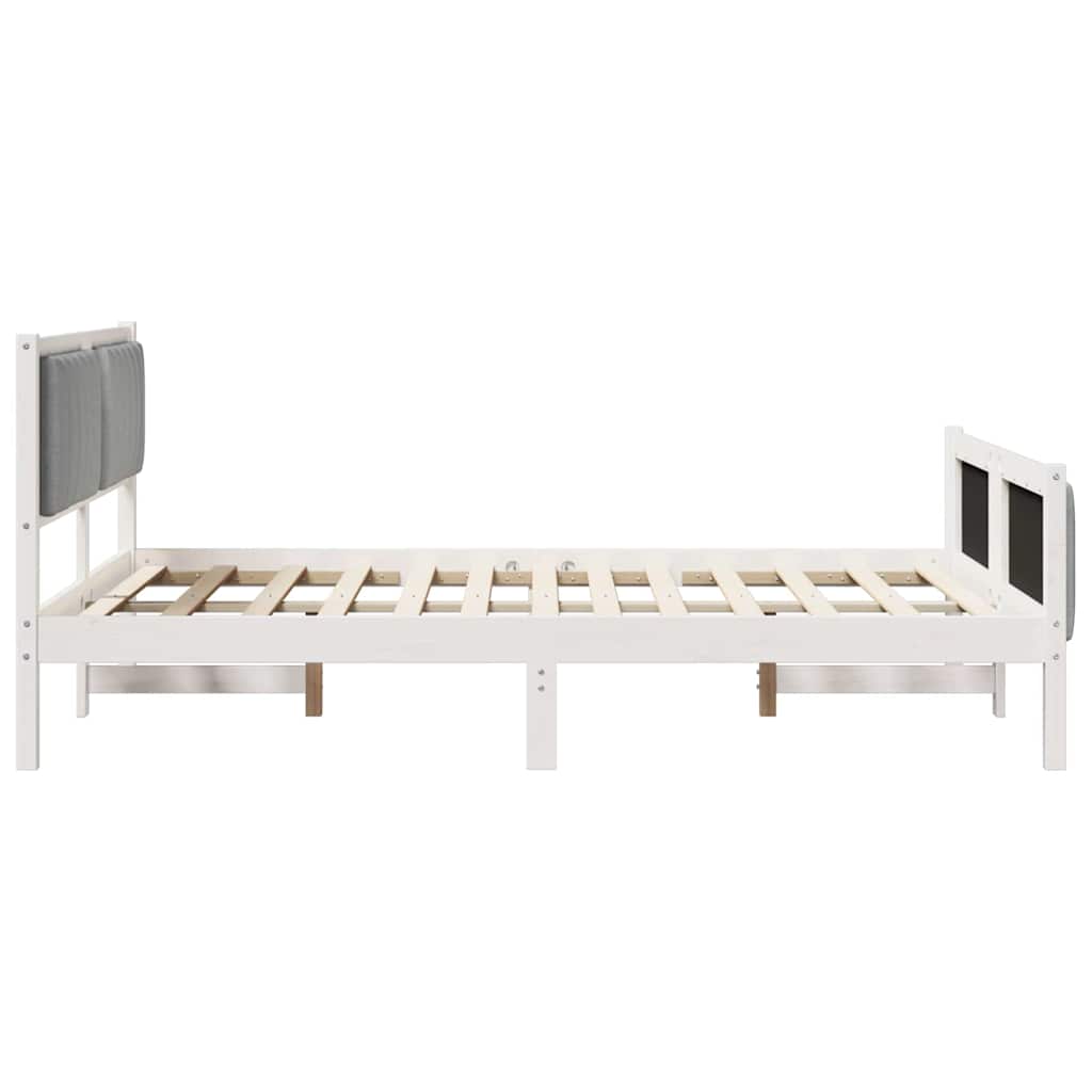 Bettgestell Weiß und hellgrau 140 x 190 cm Massivholz Kiefer