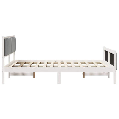 Bettgestell Weiß und hellgrau 140 x 190 cm Massivholz Kiefer
