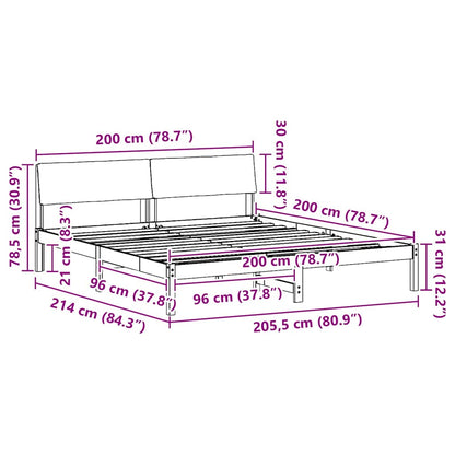 Bettgestell Braun und Schwarz 200 x 200 cm Massivholz Kiefer