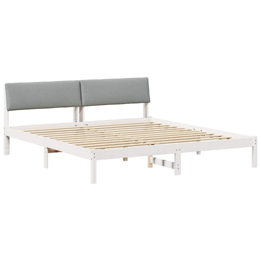 Bettgestell Weiß und hellgrau 200 x 200 cm Massivholz Kiefer