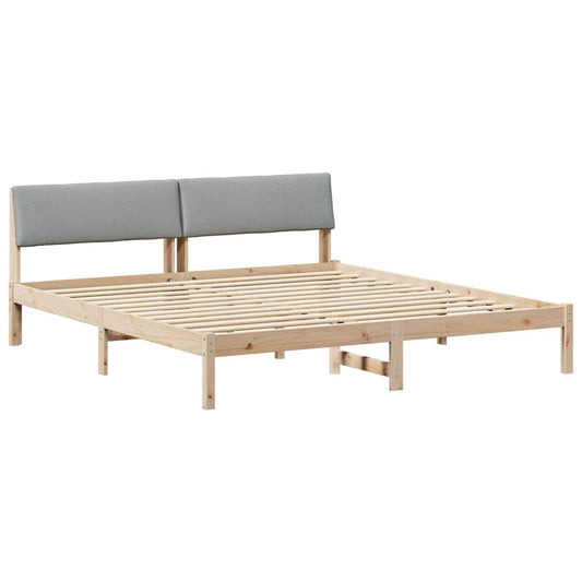 Bettgestell Braun und hellgrau 180 x 200 cm Massivholz Kiefer