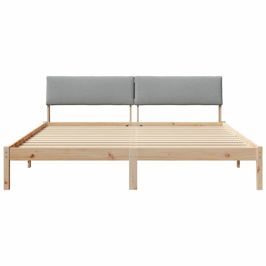 Bettgestell Braun und hellgrau 180 x 200 cm Massivholz Kiefer