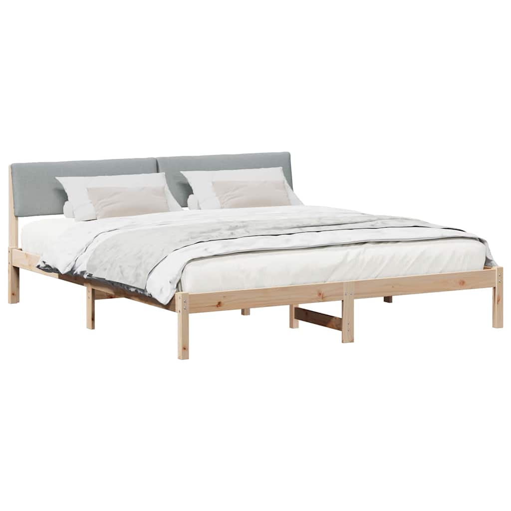 Bettgestell Braun und hellgrau 180 x 200 cm Massivholz Kiefer