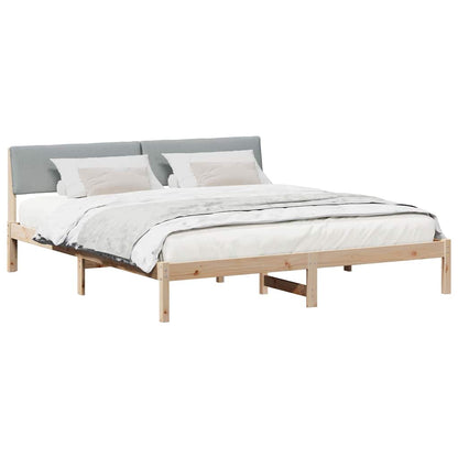 Bettgestell Braun und hellgrau 180 x 200 cm Massivholz Kiefer