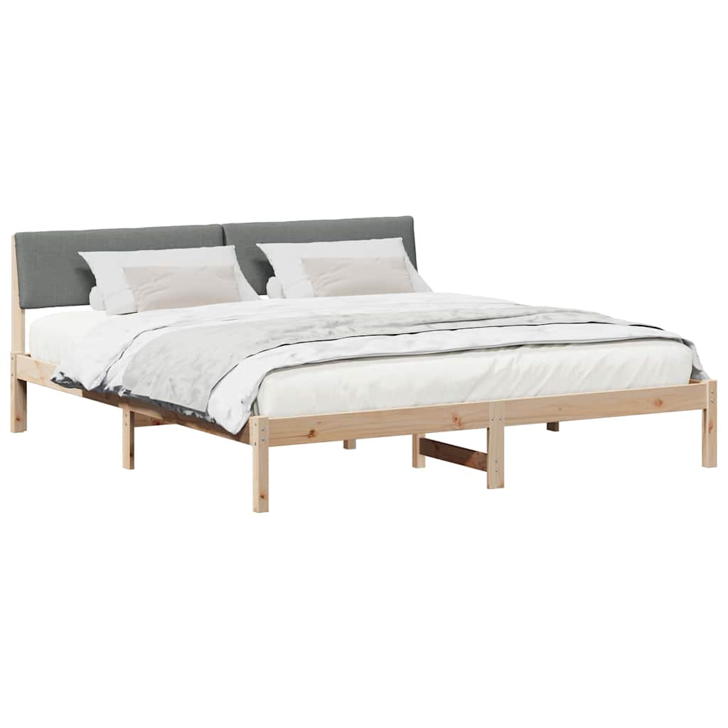 Bettgestell braun und dunkelgrau 180 x 200 cm Massivholz Kiefer