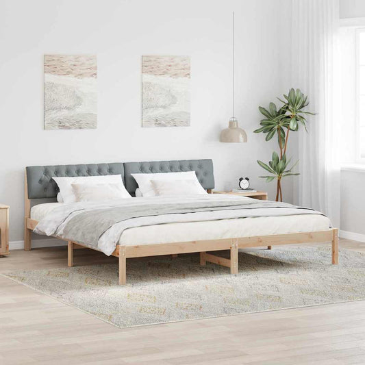 Bettgestell Braun und hellgrau 200 x 200 cm Massivholz Kiefer