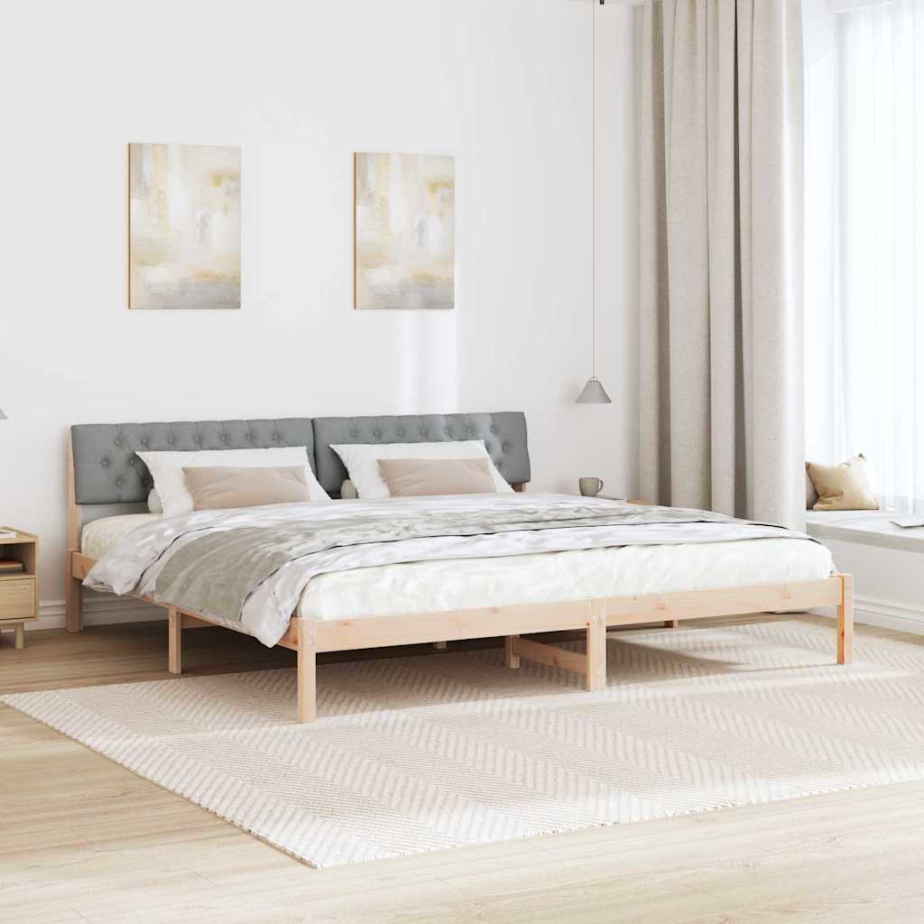 Bettgestell Braun und hellgrau 200 x 200 cm Massivholz Kiefer