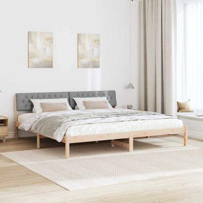 Bettgestell Braun und hellgrau 200 x 200 cm Massivholz Kiefer