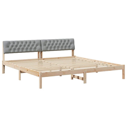 Bettgestell Braun und hellgrau 200 x 200 cm Massivholz Kiefer