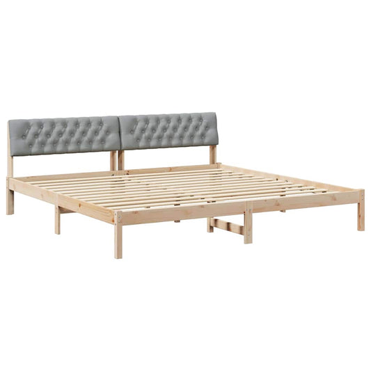 Bettgestell Braun und hellgrau 200 x 200 cm Massivholz Kiefer