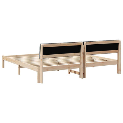 Bettgestell Braun und hellgrau 200 x 200 cm Massivholz Kiefer