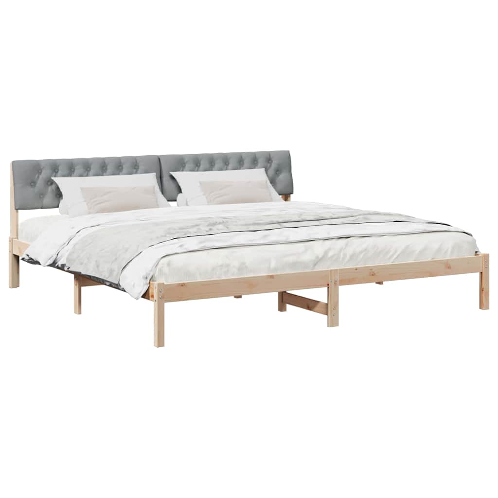 Bettgestell Braun und hellgrau 200 x 200 cm Massivholz Kiefer