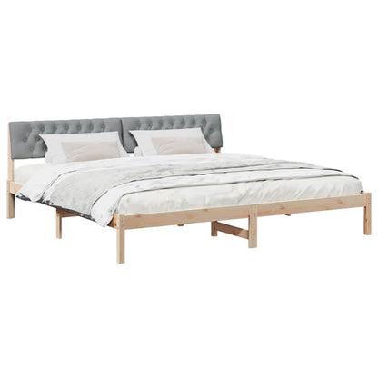 Bettgestell Braun und hellgrau 200 x 200 cm Massivholz Kiefer