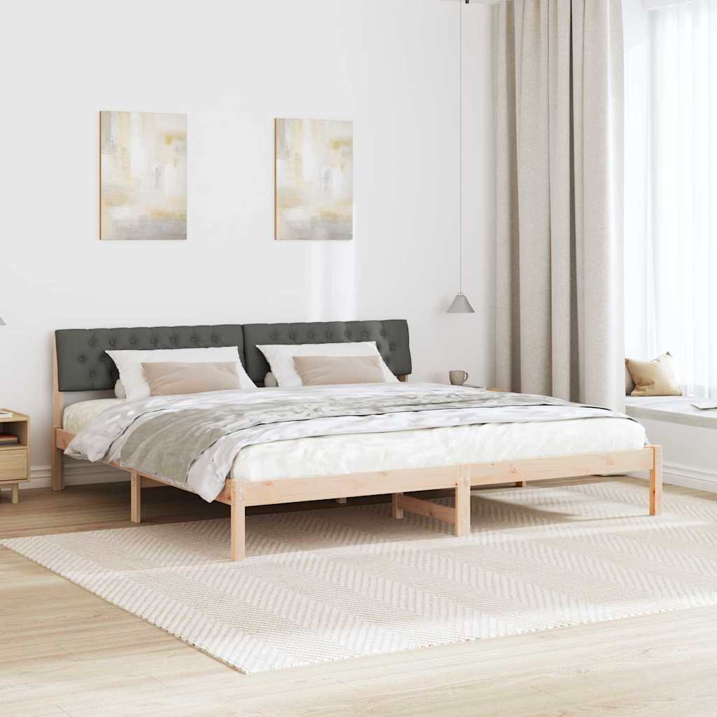 Bettgestell braun und dunkelgrau 200 x 200 cm Massivholz Kiefer