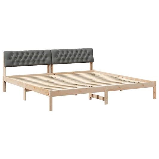 Bettgestell braun und dunkelgrau 200 x 200 cm Massivholz Kiefer