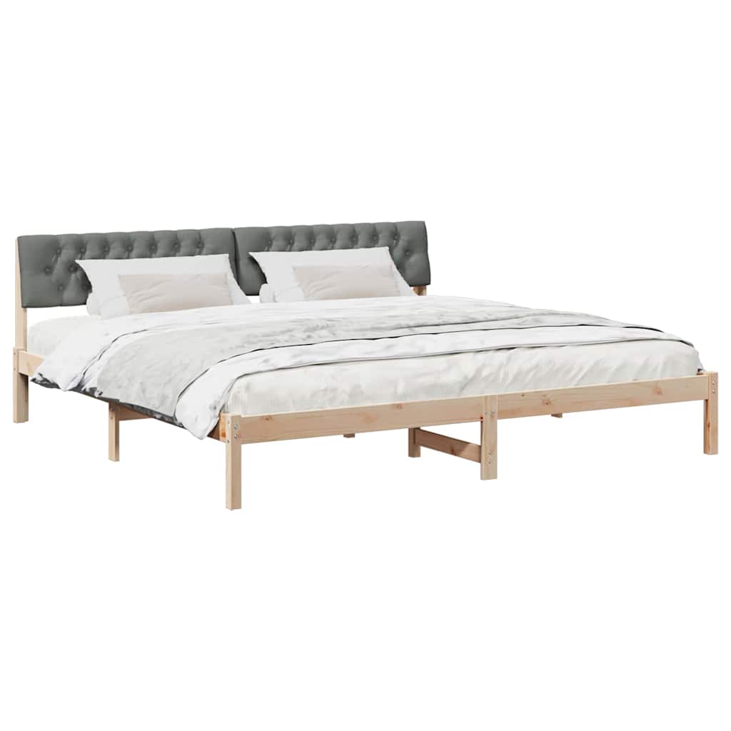 Bettgestell braun und dunkelgrau 200 x 200 cm Massivholz Kiefer