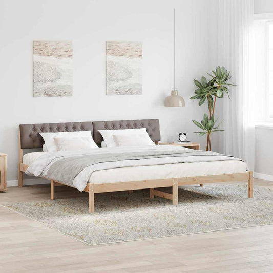 Bettgestell Braun und Taupe 200 x 200 cm Massivholz Kiefer
