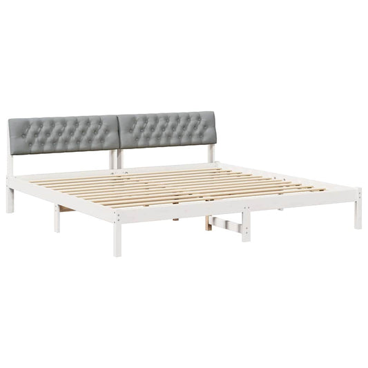 Bettgestell Weiß und hellgrau 200 x 200 cm Massivholz Kiefer