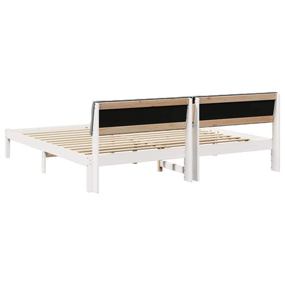 Bettgestell Weiß und hellgrau 200 x 200 cm Massivholz Kiefer