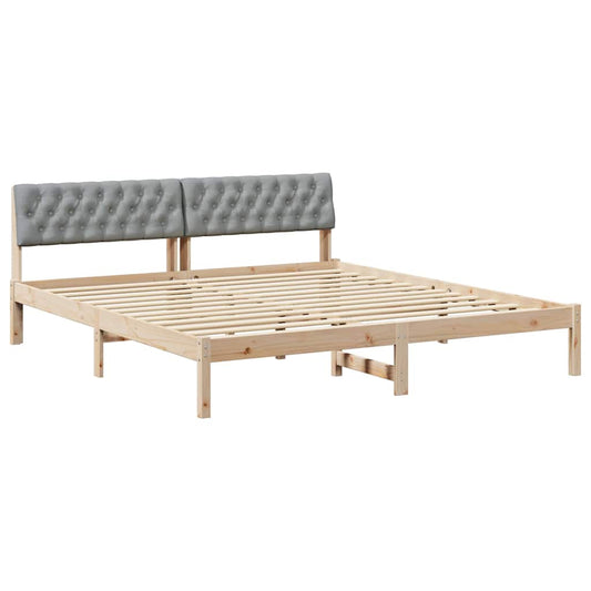 Bettgestell Braun und hellgrau 180 x 200 cm Massivholz Kiefer