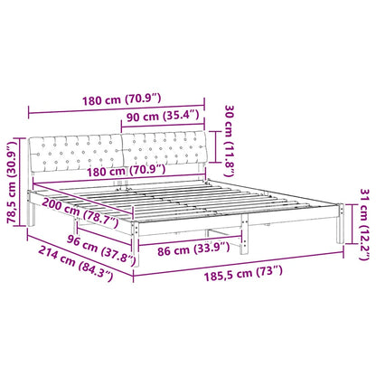 Bettgestell braun und dunkelgrau 180 x 200 cm Massivholz Kiefer