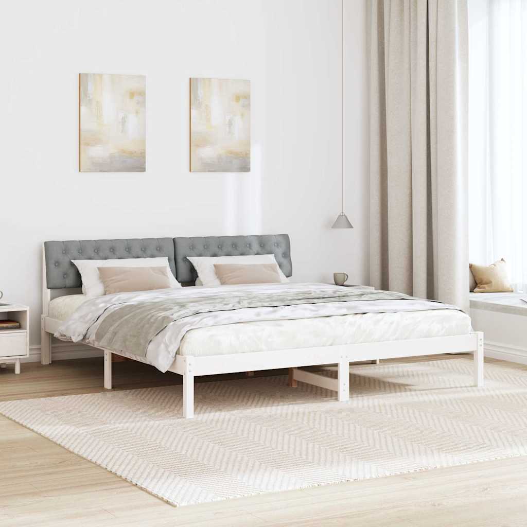 Bettgestell Weiß und hellgrau 180 x 200 cm Massivholz Kiefer