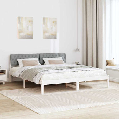 Bettgestell Weiß und hellgrau 180 x 200 cm Massivholz Kiefer