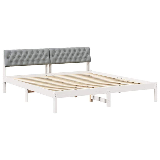 Bettgestell Weiß und hellgrau 180 x 200 cm Massivholz Kiefer