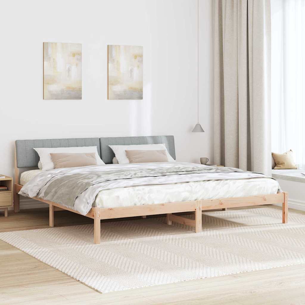 Bettgestell Braun und hellgrau 200 x 200 cm Massivholz Kiefer