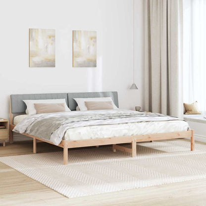 Bettgestell Braun und hellgrau 200 x 200 cm Massivholz Kiefer