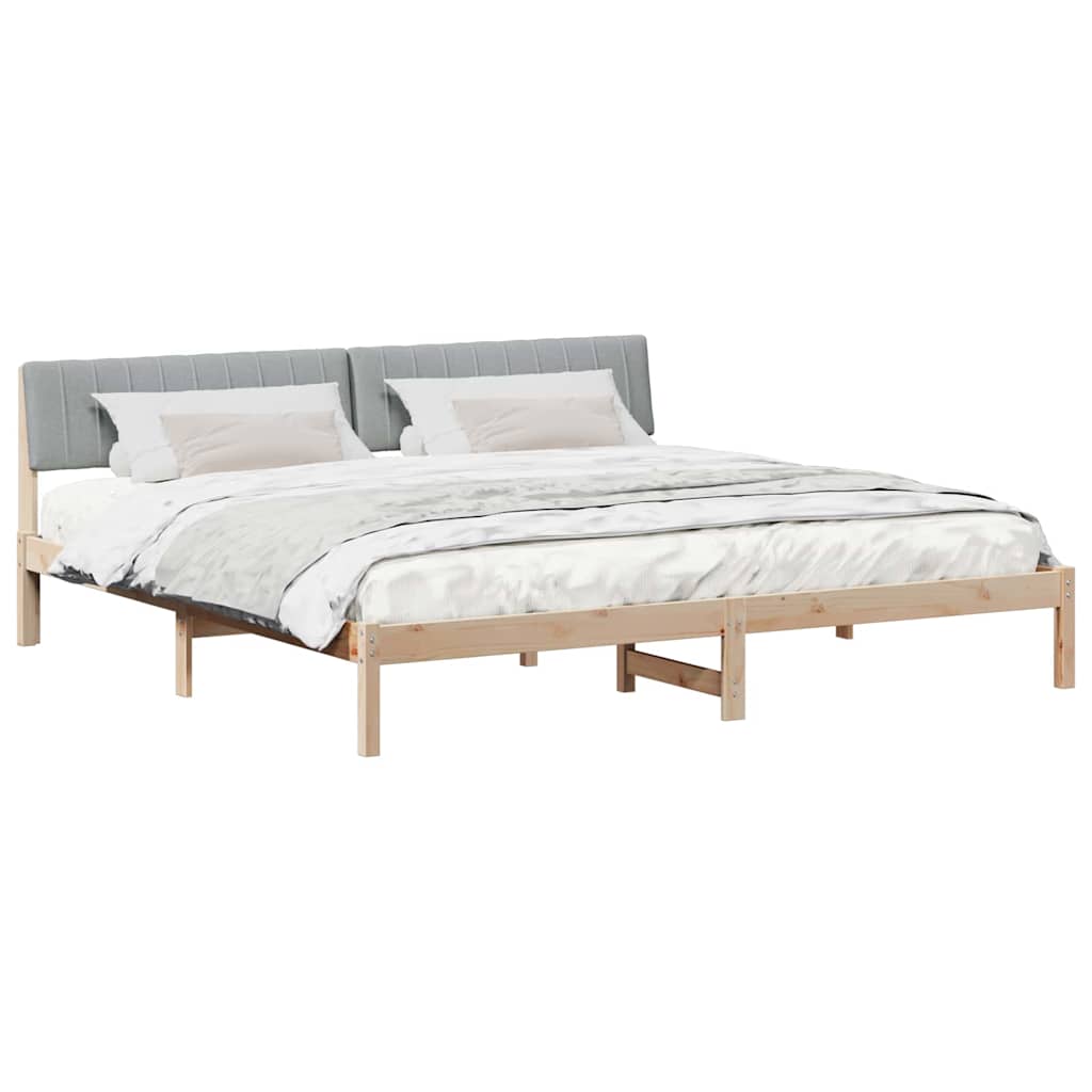 Bettgestell Braun und hellgrau 200 x 200 cm Massivholz Kiefer