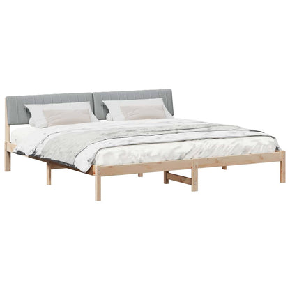 Bettgestell Braun und hellgrau 200 x 200 cm Massivholz Kiefer